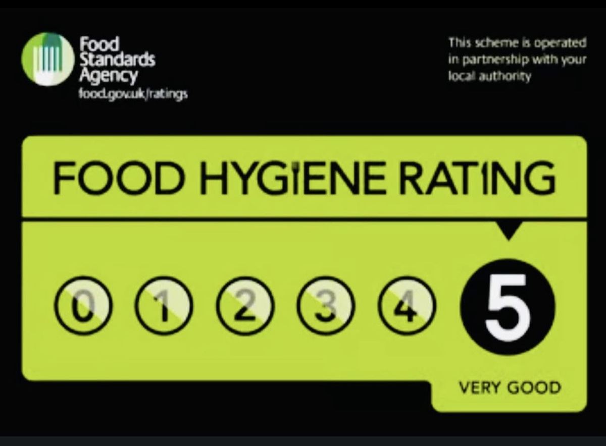 Food Standards Agency food hygiene rating 5, very good